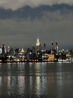 NYC skyline view from Domino Park right across the street