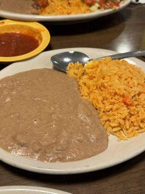 Side of beans and rice.