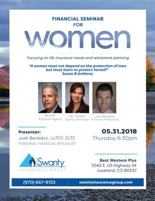Our next Financial Seminar for Women!