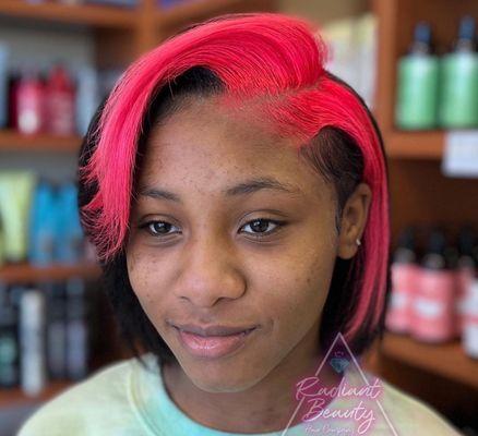 Black with pink patch blow out