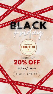 BLACK FRIDAY ( 11/28/25) SALE 20%/ bill
Dine in and Togo