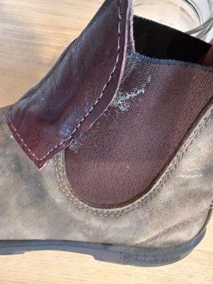 Glue residue and messily cut patch