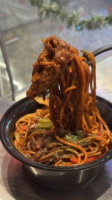 Black Pepper Beef Spaghetti