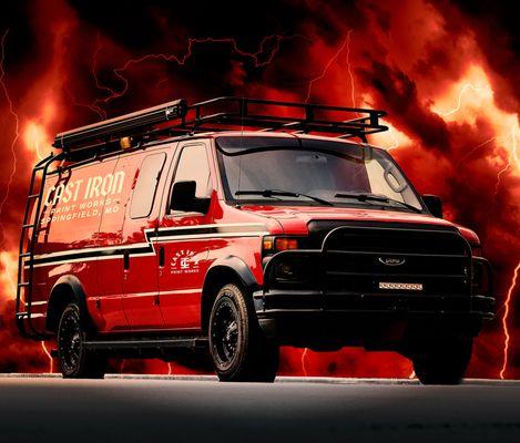 We offer mobile printing - we take the screenprint shop to you in our Cast Iron Print Works Van.