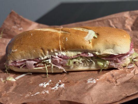 Italian sub - LOOK AT THIS THING!! Amazing. Delicious and big.