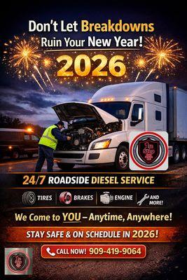 Don't Let Breakdowns Ruin Your New Year. Start the year without downtime. We cover tires, brakes, engines, and more wherever your trucks are