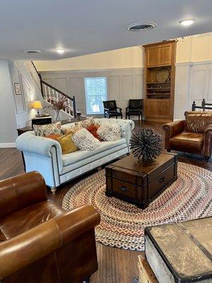 Common area with fireplace- very cozy!