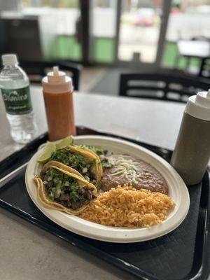 Steak taco dinner plate