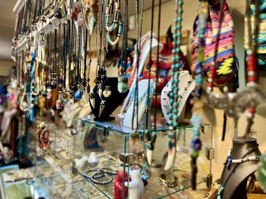All kinds of hand made beaded jewelry to choose from.