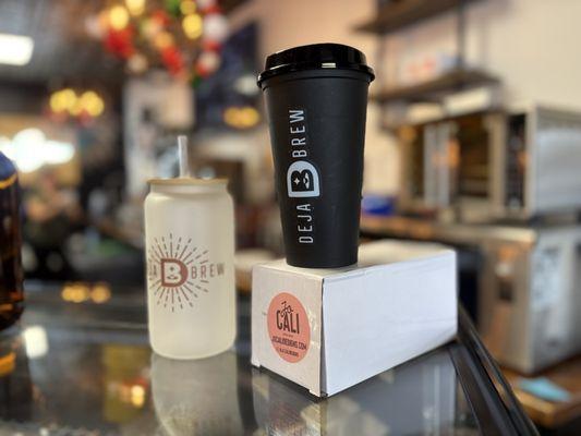 Branded cups etc. displayed upfront