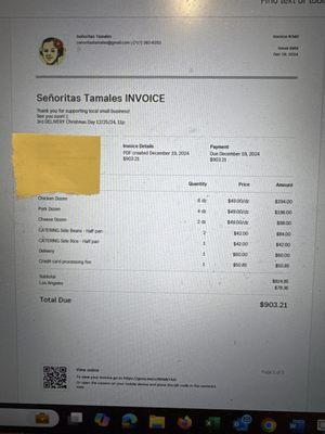 One of the invoices that was not delivered because she fell asleep!