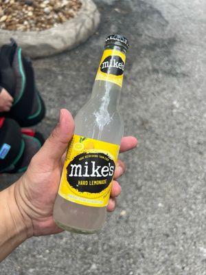 The beer bottles in the car