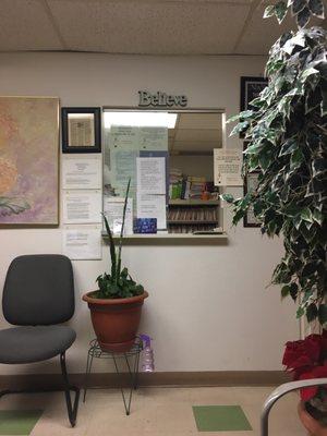 Reception desk. His team is phenomenal and friendly.
