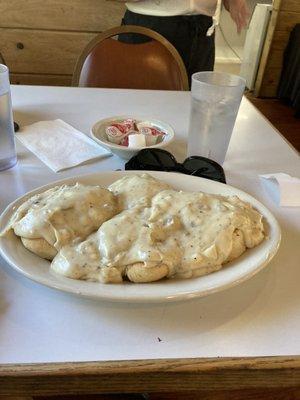 2 split biscuits with gravy...