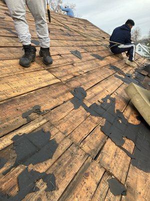Shingle removal.