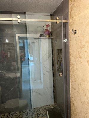 The door does not close all the way ans we are not able to use our shower.