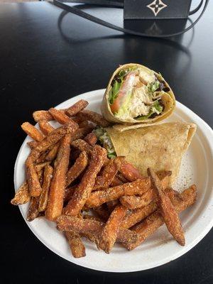 California wrap with sweet potato fries