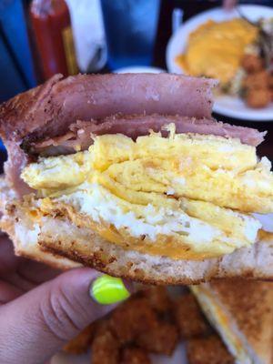 Ham, egg and cheese on Texas Toast