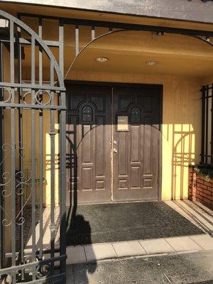 Iron gates at the front door