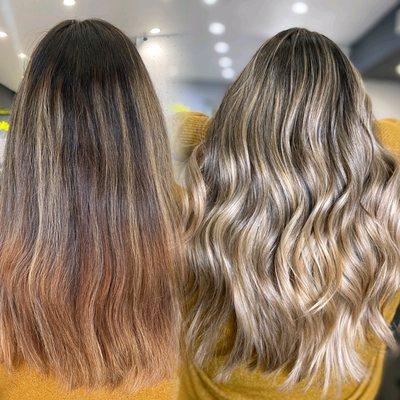Lighter balayage + haircut with long layers
