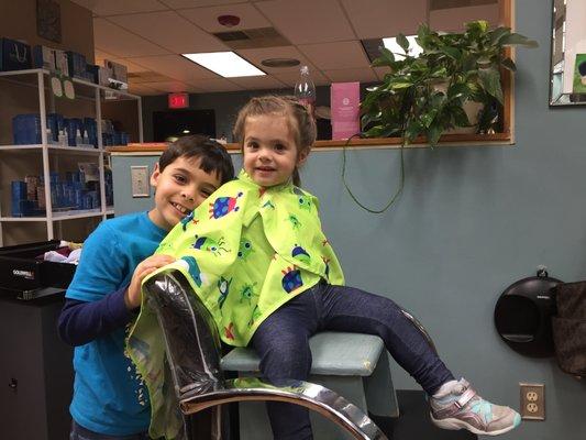 Brother's haircut is done!