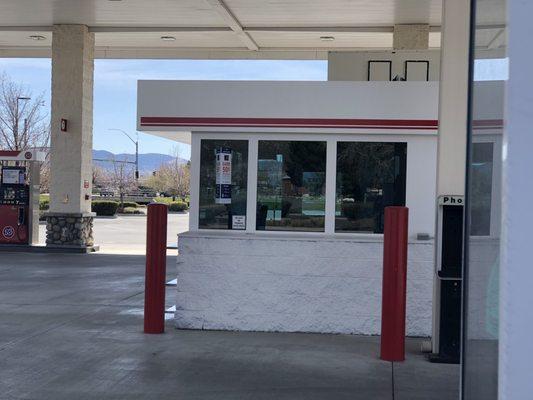 Saturday, April 13, 2019: gas station office.