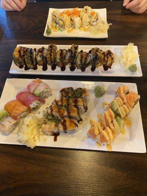 Dynamite Roll Godzilla Roll Rainbow Roll Lion King Roll Sunkist Roll *we asked for two of these rolls to not have eel sauce
