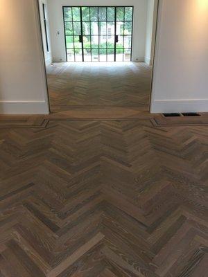 Red Oak Herringbone Floors With Antique treatment with European Oil