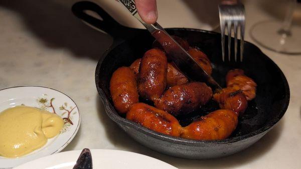 Spanish Chorizo with French Amaro-brand mustard (so smooth)