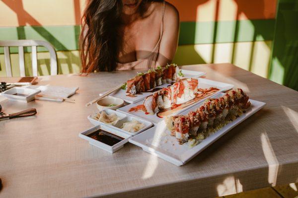 9 Month Later Roll, Sunrise Roll, Fire Cracker Roll!