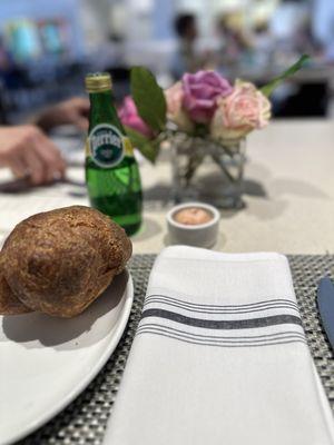 Complimentary bread and strawberry butter