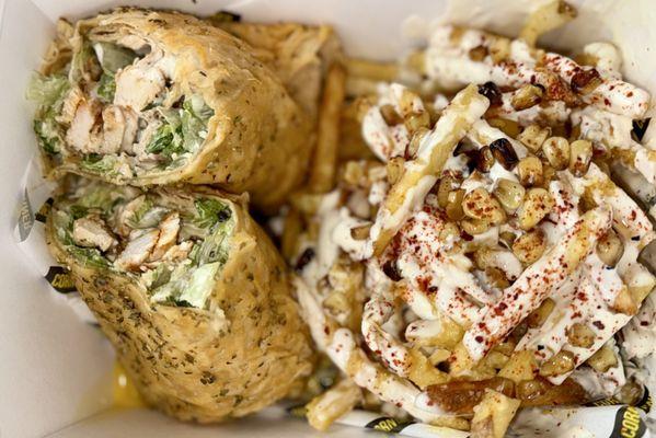 Caesar Wrap and Garlic Parm Fries