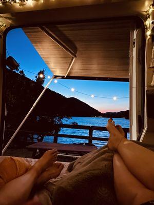 Our Campsite view onto Blue Lakes.