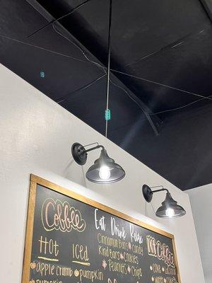 Lighting and electrical from ceiling.