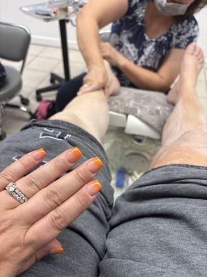 Ombré manicure and pedicure.