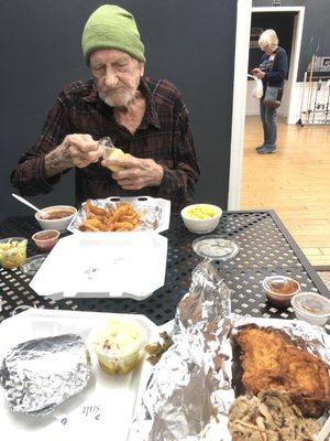 Shrimp dinner and 10 oz platter! Korean War vet Rudy!!