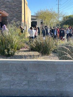 The line of 100 hour before opens, u will be here all day. No food/drinks allowed. unacceptable for us who can't sit for long.