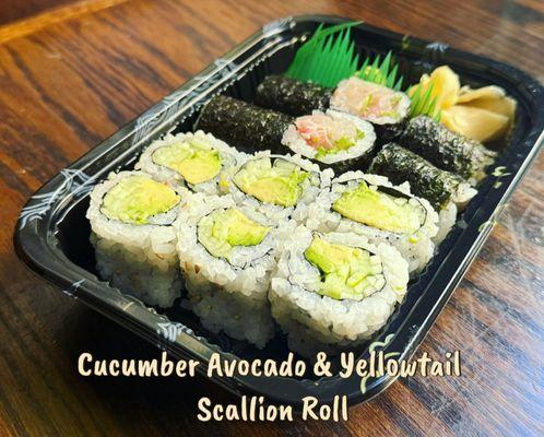 Cucumber Avocado Roll & Yellowtail Scallion Roll