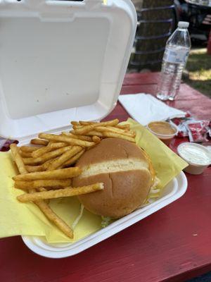 Delicious food! Burgers come with fries
