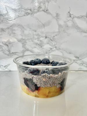 Taro Blueberry Chia Pudding ($10)-- coconut milk, maple syrup, pineapple compote