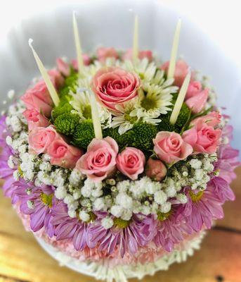 Birthday Cake made of flowers.