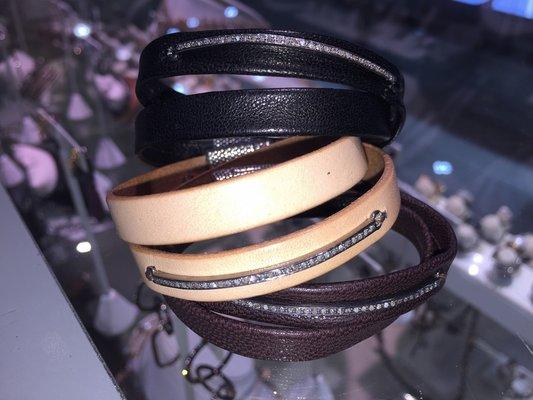 Leather & Diamond Bar bracelets Jewelry store in Miami