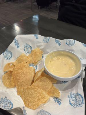 Queso and chips. We ate over 1/2 before I took the picture.