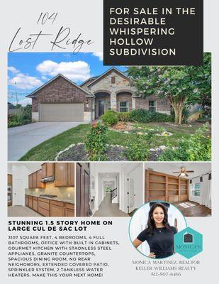 Stunning home for sale in the desirable Whispering Hollow subdivision.