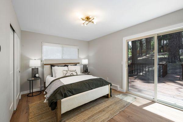 Primary bedroom staging in Truckee, CA