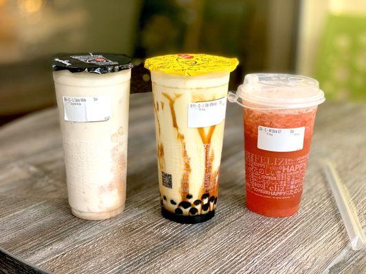 Taro Smoothie, Okinawa Boba and Strawberry GT! All were pretty good!