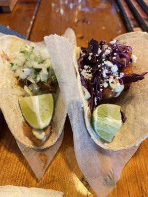 Pulled Pork street taco and Baja shrimp taco