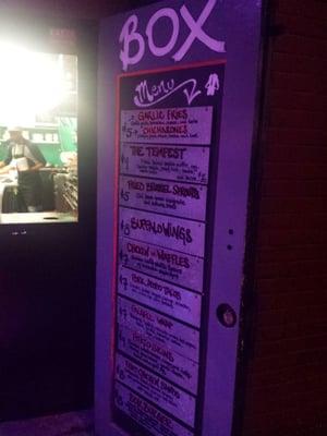 Menu here. Mainly fries, wraps and sandwiches.