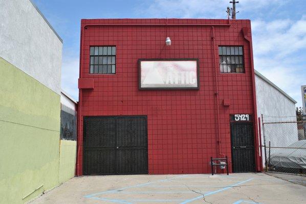 The front of our building, we are set back a little from the street. at 5429 W. Washington Blvd, 90016 Building is labeled as the Attic
