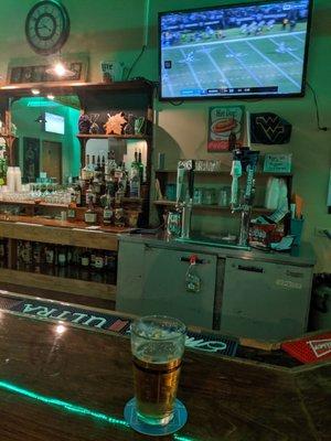 A poor photo of the bar.